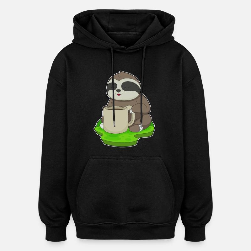 Tasse de café paresseux - Sweat à capuche oversize unisexe - noir