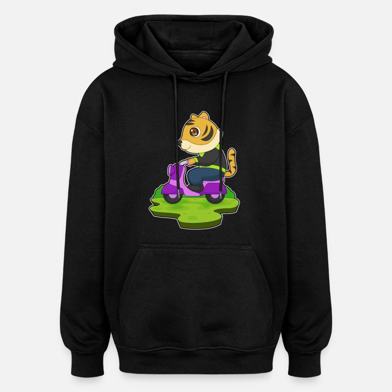 Moto Tiger - Sweat à capuche oversize unisexe - noir