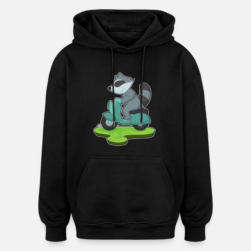 Moto raton laveur - Sweat à capuche oversize unisexe - noir