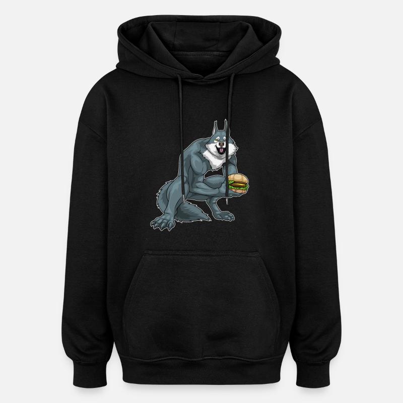 Werewolf Halloween Cheeseburger - Oversized Unisex Hoodie - black