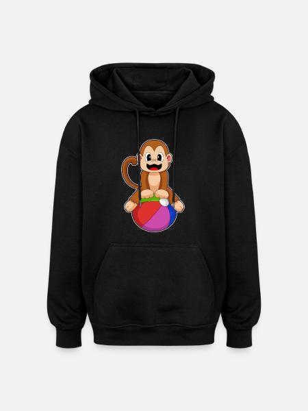 Monkey Workout Gymnastics Fitness - Oversized Unisex Hoodie - black