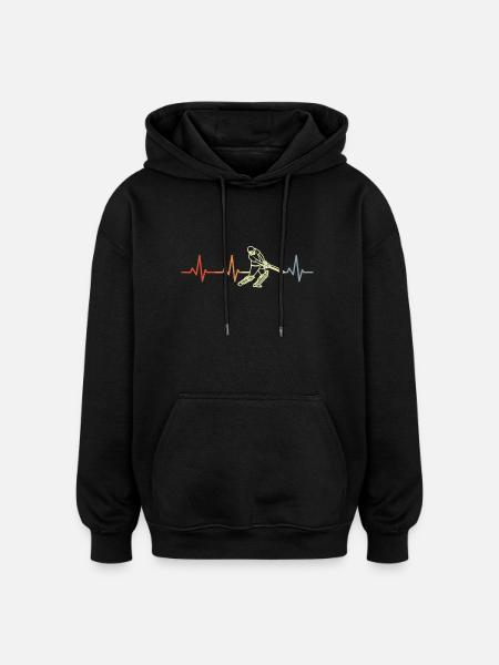 Retro Cricket Heart Line - Oversized Unisex Hoodie - black