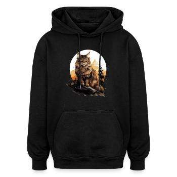 Maine Coon Kitten Maine Coon Cat - Oversized Unisex Hoodie - black - Front - Noah (186cm)