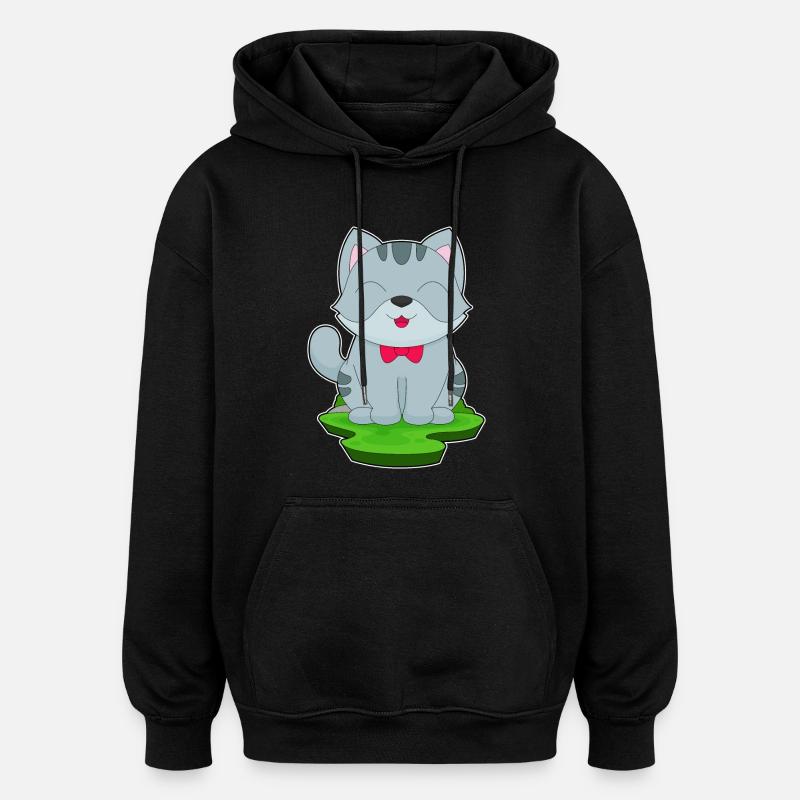 Katze Schleife - Oversized Unisex Hoodie - Schwarz
