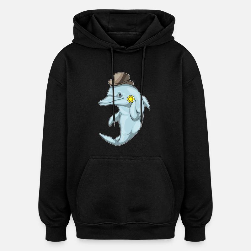 Delfin Poker Pokerchips - Oversized Unisex Hoodie - Schwarz