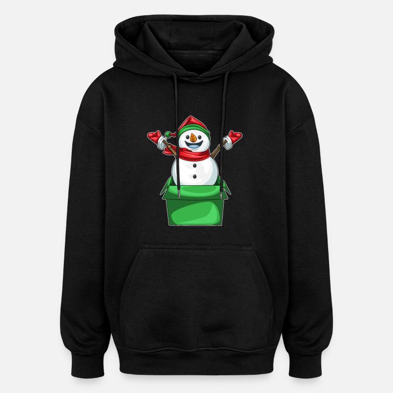 Schneemann Weihnachten Karton - Oversized Unisex Hoodie - Schwarz