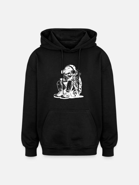 Video Game Lover Drawing - Oversized Unisex Hoodie - black