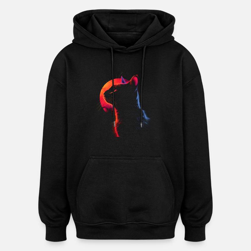 Katze Retro Look - Oversized Unisex Hoodie - Schwarz