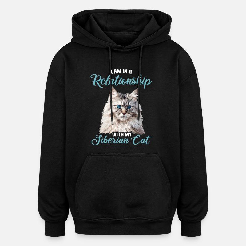 Chat Sibérien Sibirische Katze - Sweat à capuche oversize unisexe - noir