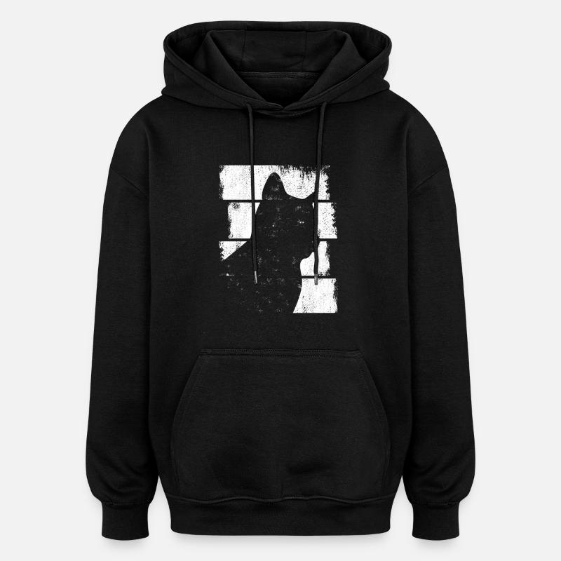 Chat - Sweat à capuche oversize unisexe - noir