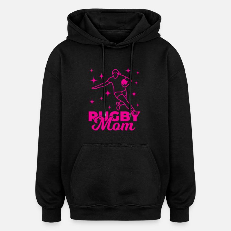 Drôle de maman de rugby - Sweat à capuche oversize unisexe - noir