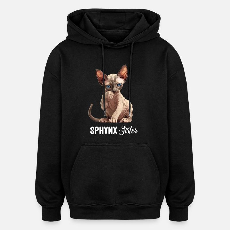 Sphynx Chaton Sphynx Chat - Sweat à capuche oversize unisexe - noir