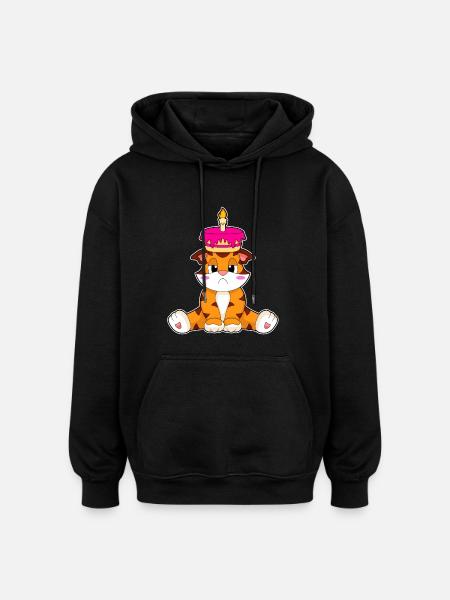 Tiger Birthday Cake - Oversized Unisex Hoodie - black