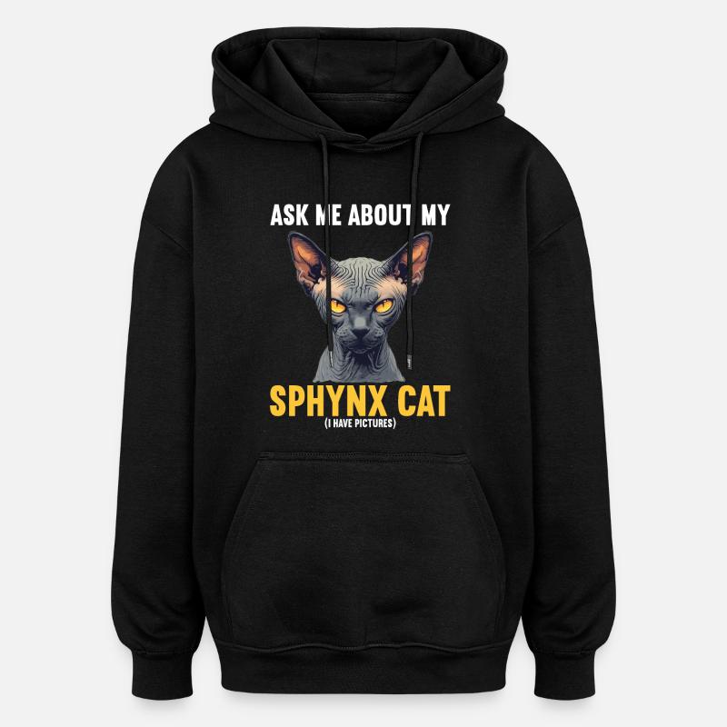 Chaton Sphynx Chat Sphynx - Sweat à capuche oversize unisexe - noir