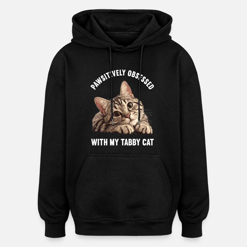 Tabby Kitten Tabby Cat - Oversized Unisex Hoodie - black
