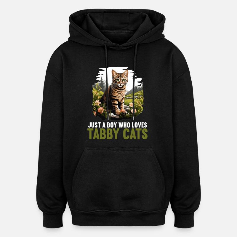 Tabby Kitten Tabby Cat - Oversized Unisex Hoodie - black