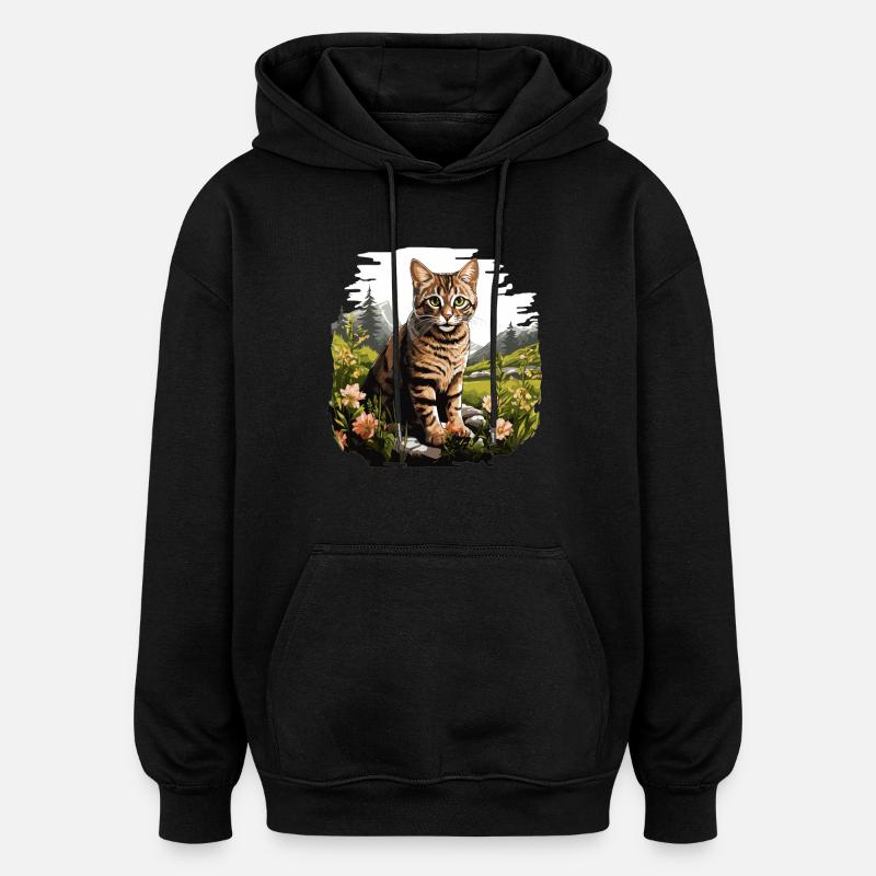 Tabby Kitten Tabby Cat - Oversized Unisex Hoodie - black