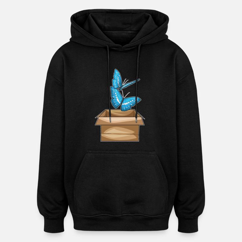 Boîte à papillons - Sweat à capuche oversize unisexe - noir