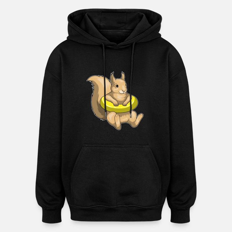 Eichhörnchen Schwimmen Schwimmring - Oversized Unisex Hoodie - Schwarz
