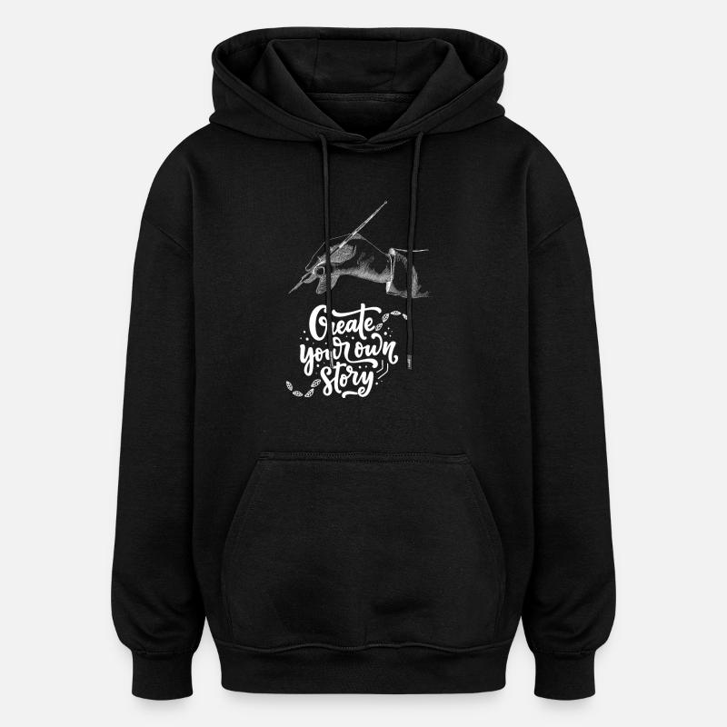 Hand illustration with inspirational message - Oversized Unisex Hoodie - black