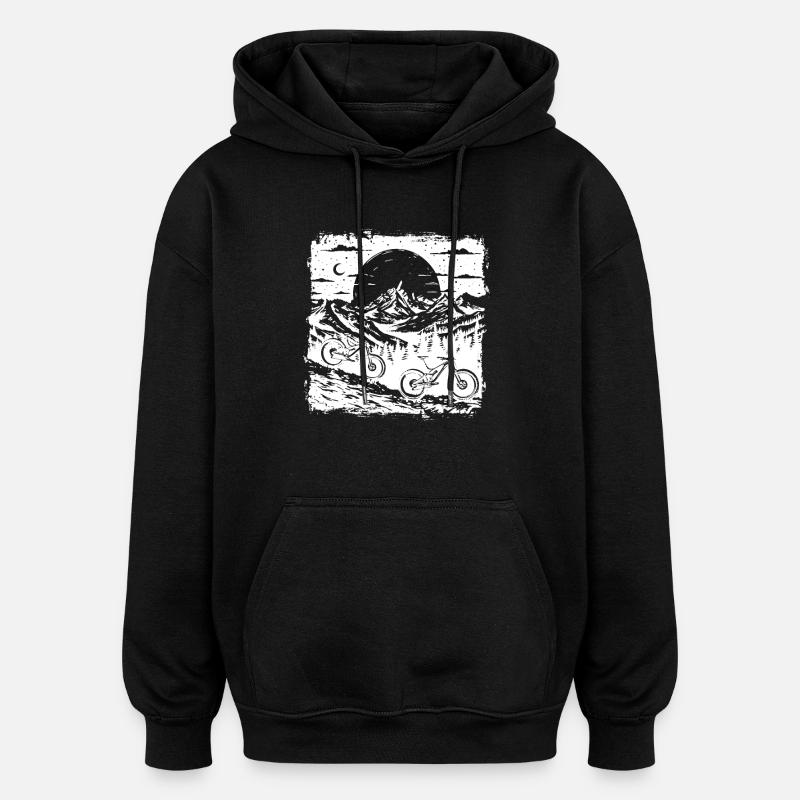 Croquis de VTT - Sweat à capuche oversize unisexe - noir