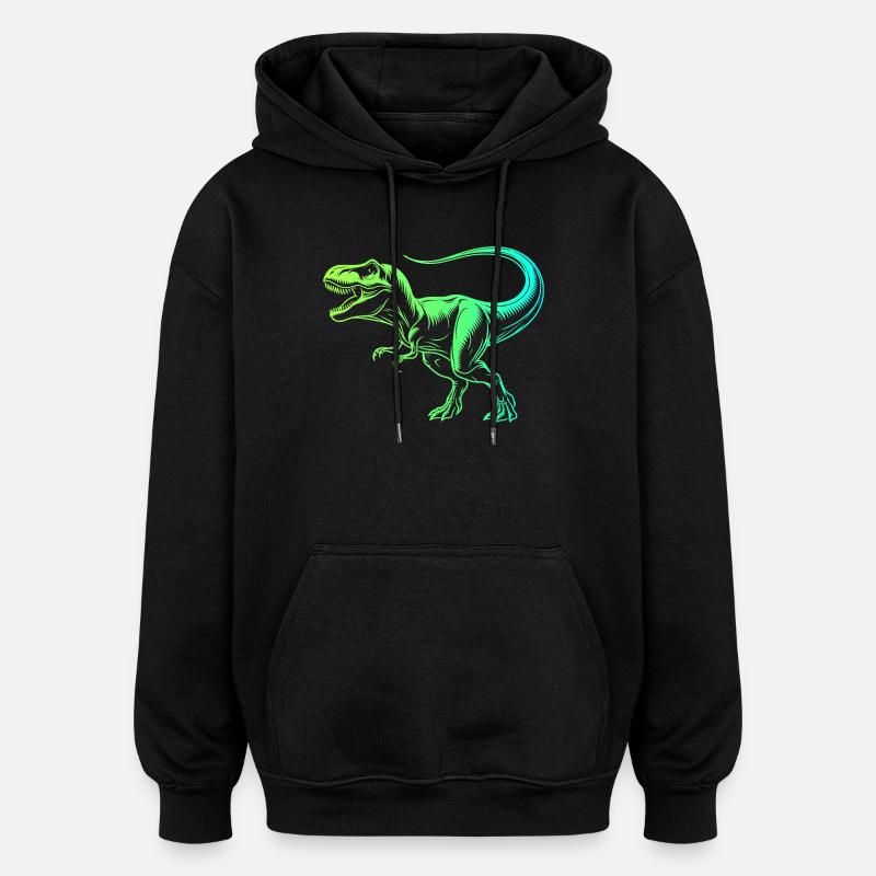 dinosaure tyrannosaure rex, t-rex vert bleu - Sweat à capuche oversize unisexe - noir