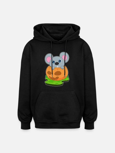Souris Halloween Citrouille - Sweat à capuche oversize unisexe - noir