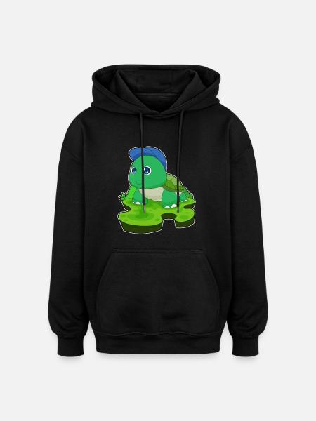 Tortoise Student Cap School - Oversized Unisex Hoodie - black