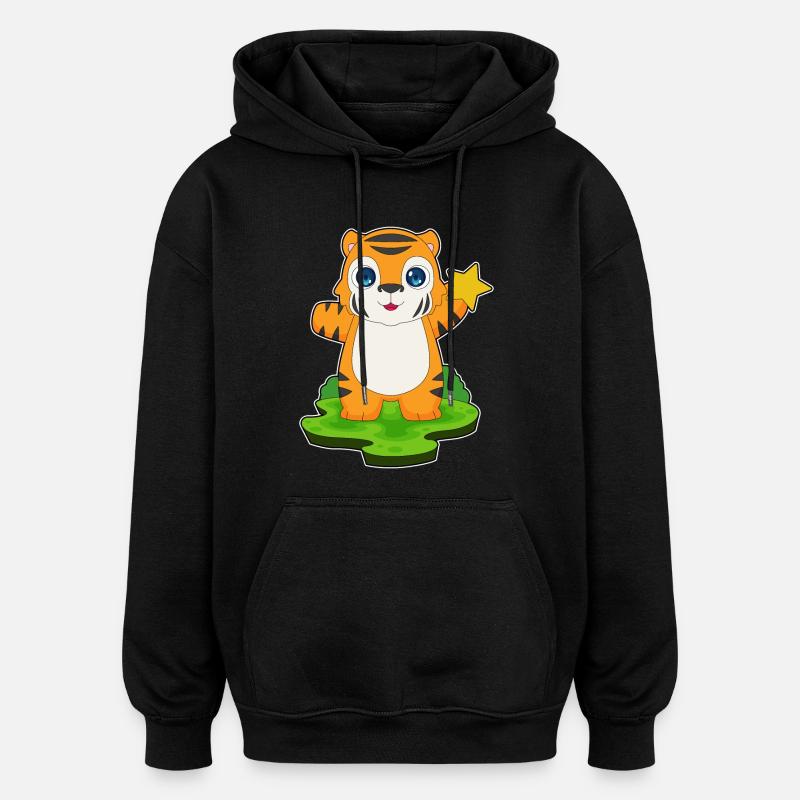 Tiger Stern - Oversized Unisex Hoodie - Schwarz