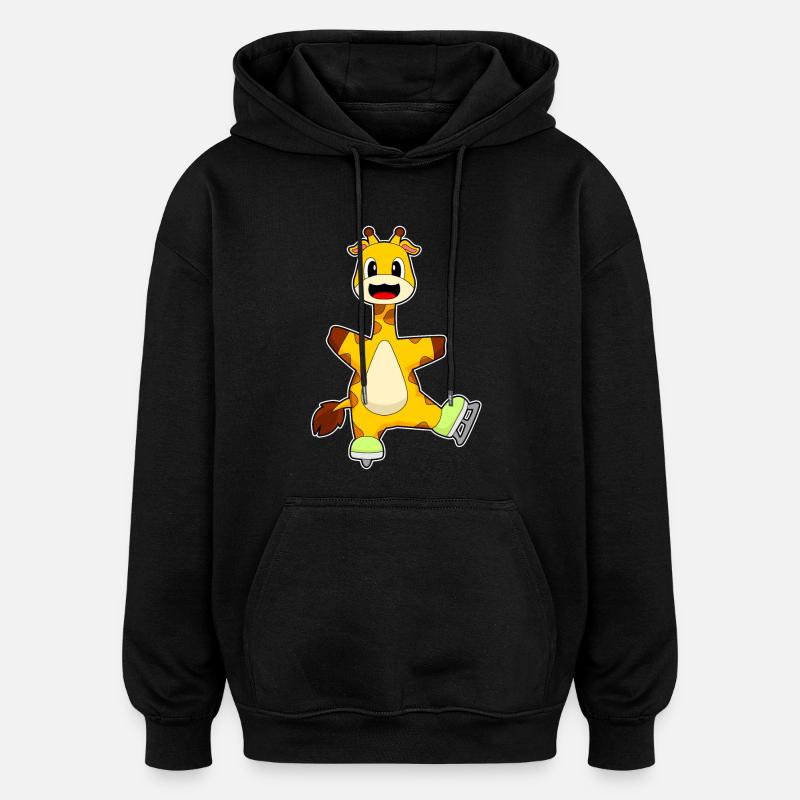 Giraffe Eislaufen Schlittschuhe - Oversized Unisex Hoodie - black