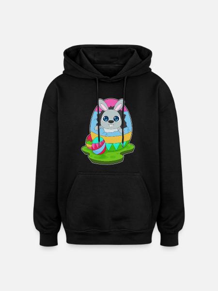 Bunny Easter Easter Egg - Oversized Unisex Hoodie - black