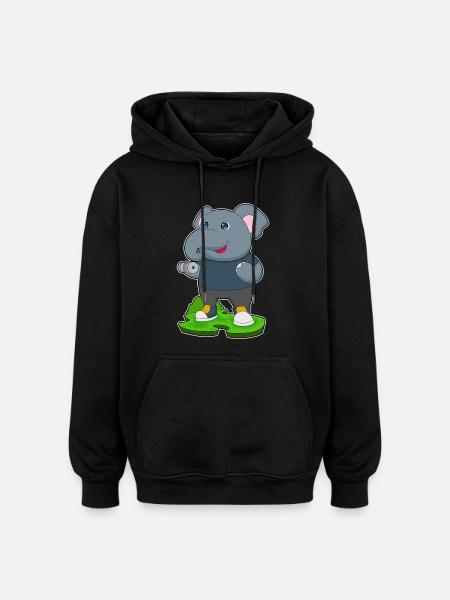 Bodybuilding éléphant avec haltères - Sweat à capuche oversize unisexe - noir