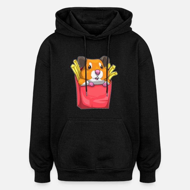 Frites de hamster - Sweat à capuche oversize unisexe - noir
