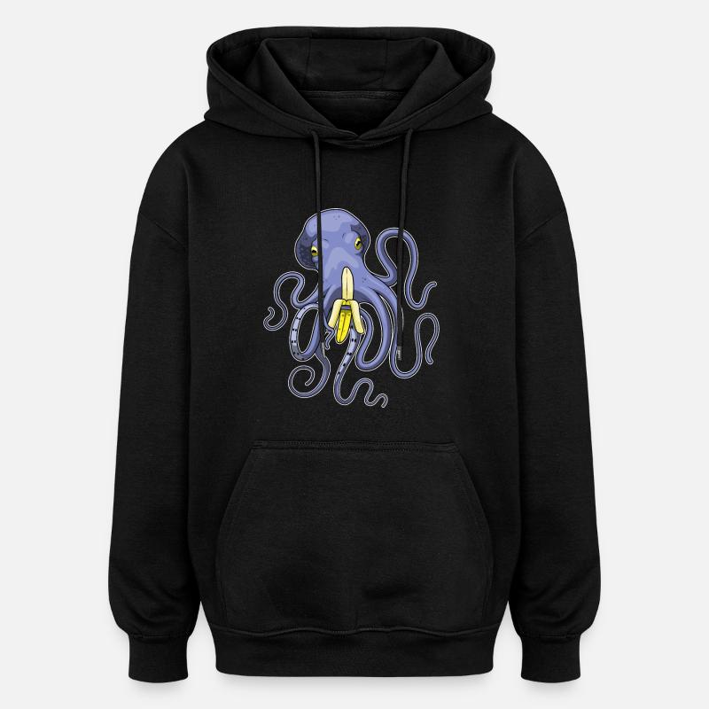 Krake Banane - Oversized Unisex Hoodie - Schwarz