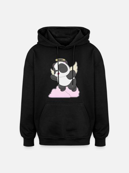 Panda Angel Wings - Oversized Unisex Hoodie - black