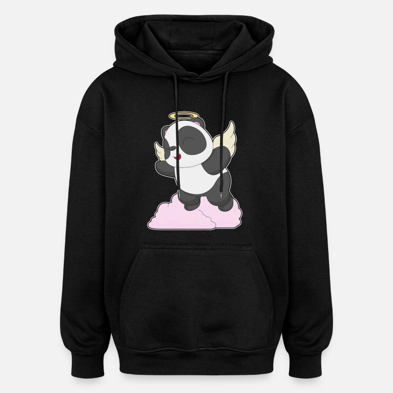 Panda Ange Ange Ailes - Sweat à capuche oversize unisexe - noir