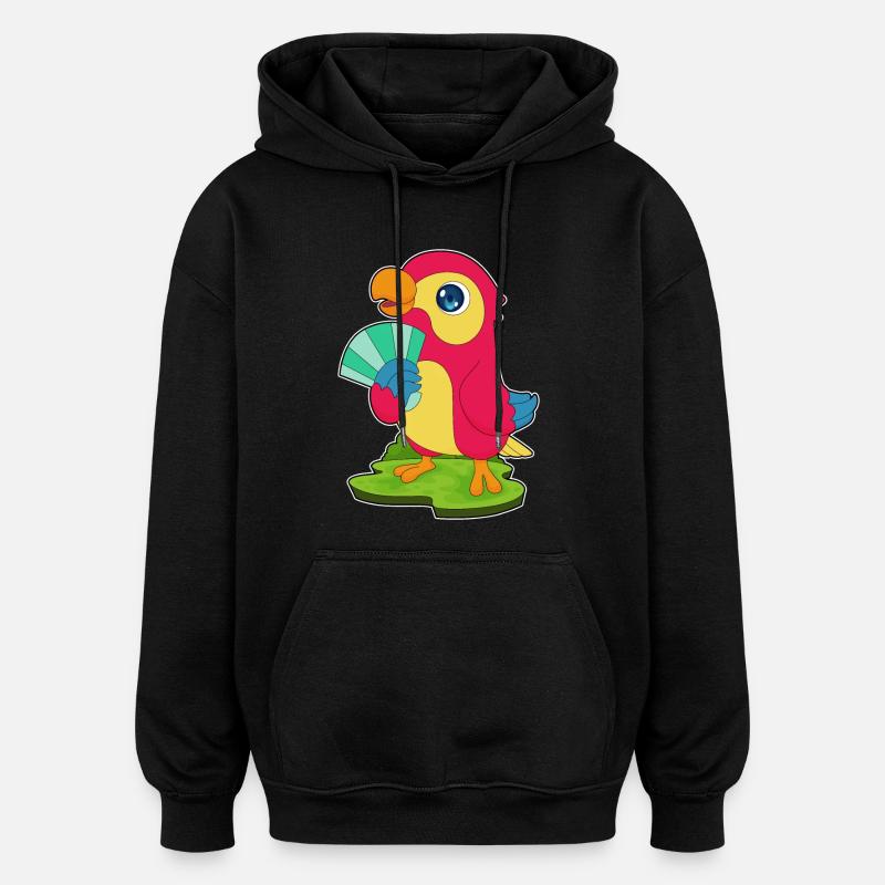 Éventail de main de perroquet - Sweat à capuche oversize unisexe - noir