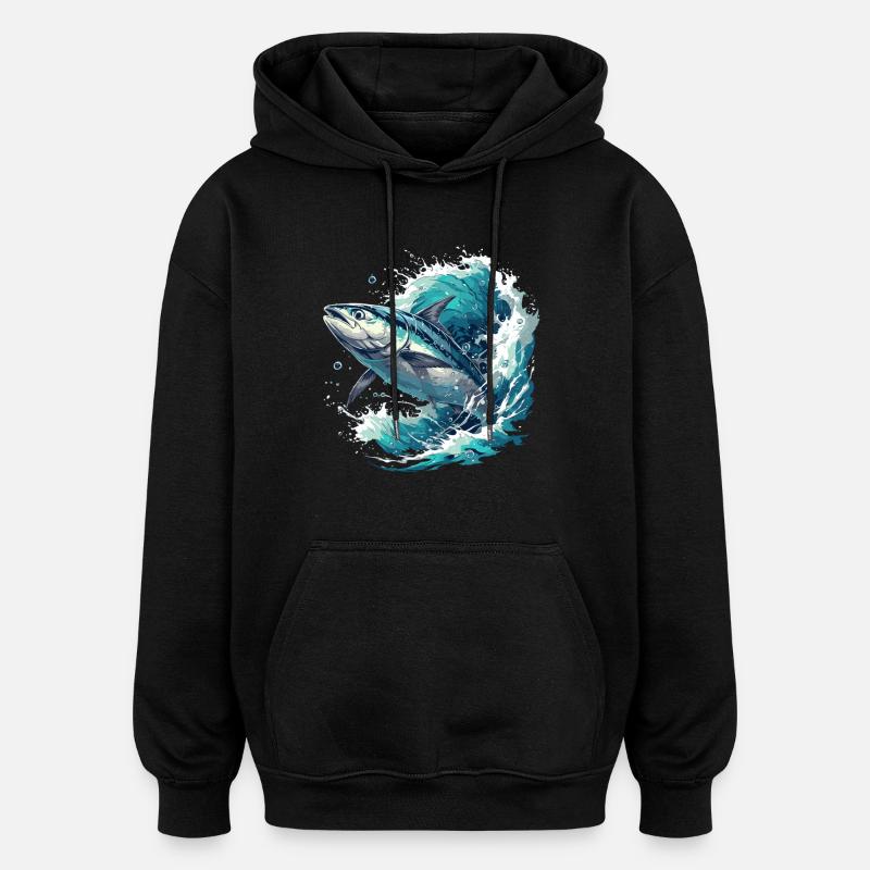 Thon Thunfische Thunfisch - Sweat à capuche oversize unisexe - noir