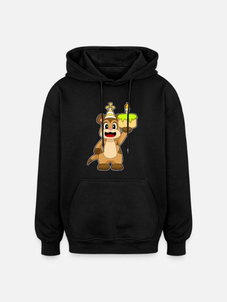 Gâteau d’anniversaire de suricate - Sweat à capuche oversize unisexe - noir