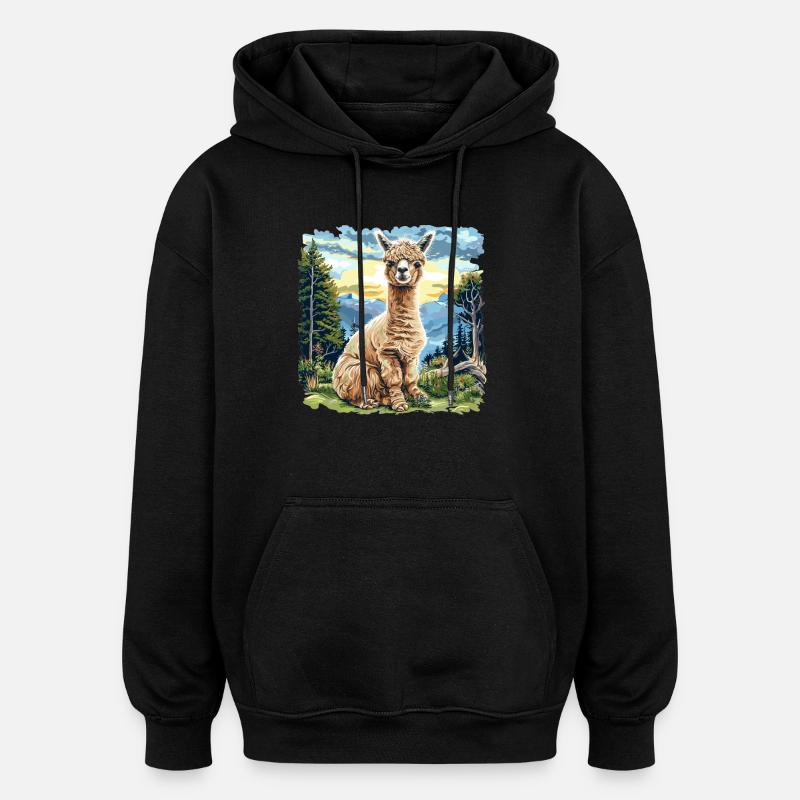 Alpaca Alpacas Alpaca - Oversized Unisex Hoodie - black