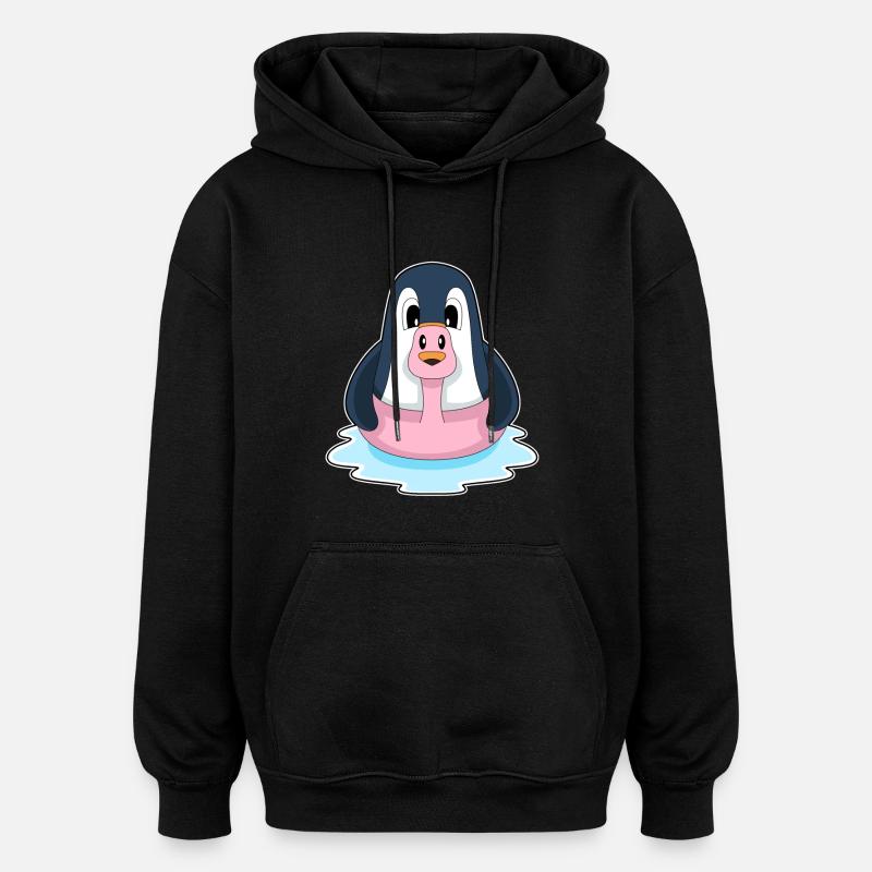 Flamant rose pingouin - Sweat à capuche oversize unisexe - noir
