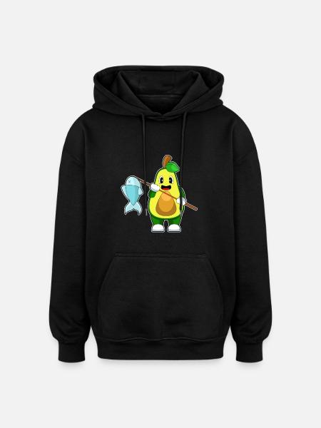 Avocado Angler Fish Fishing - Oversized Unisex Hoodie - black