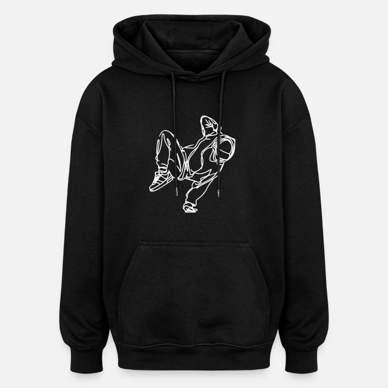 Breakdancer Drawing - Oversized Unisex Hoodie - black