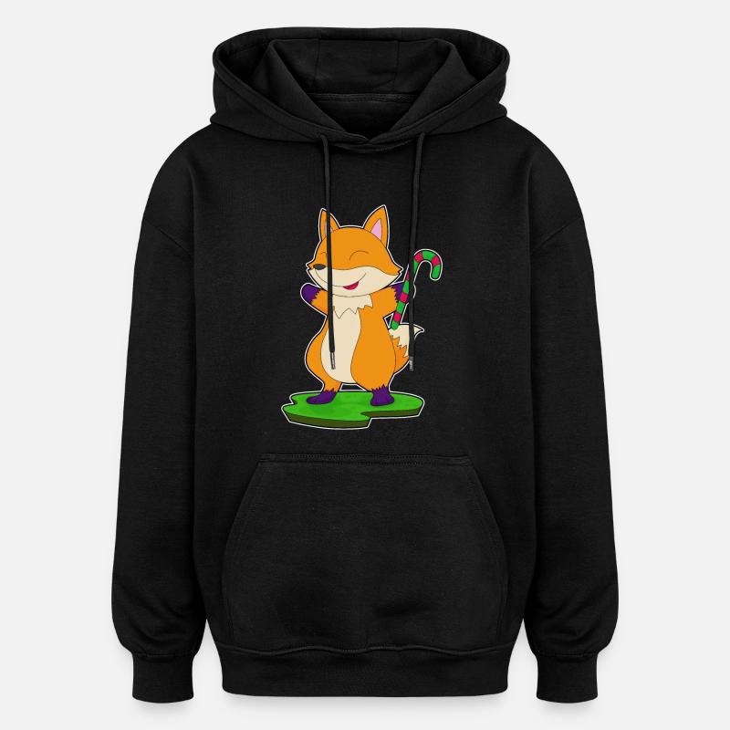 Canne de bonbon renard - Sweat à capuche oversize unisexe - noir