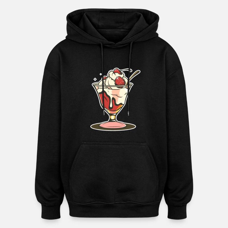 Dessin de coupe glacée - Sweat à capuche oversize unisexe - noir