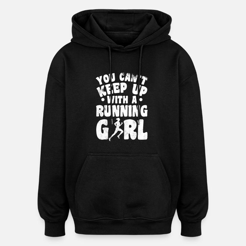 Laufendes Mädchen - Oversized Unisex Hoodie - Schwarz