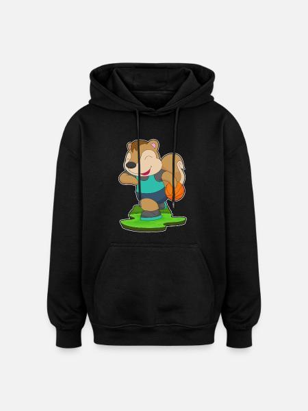 Squirrel Basketball Player Basketball - Oversized Unisex Hoodie - black