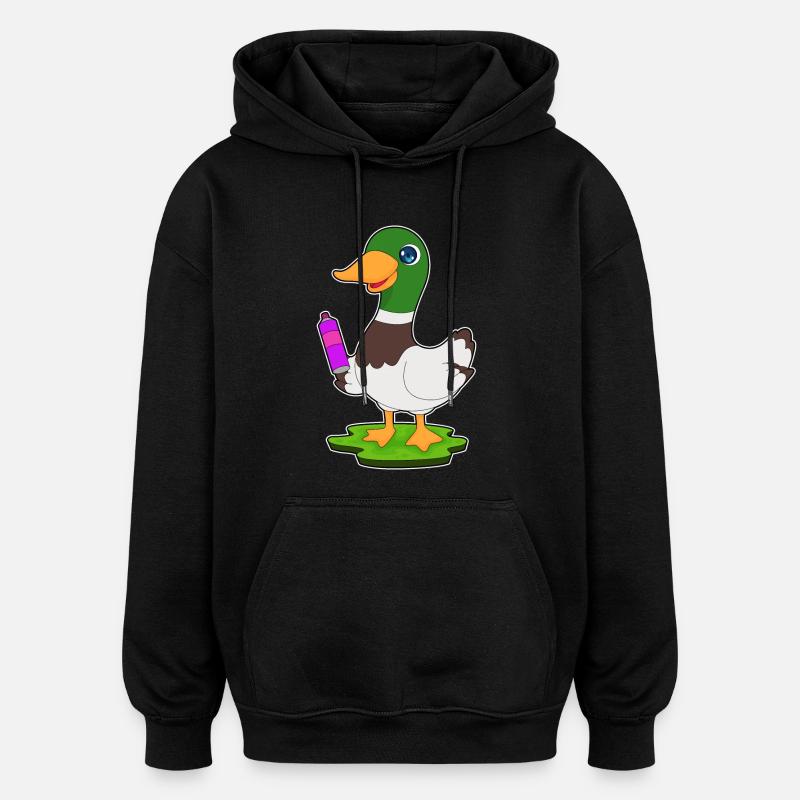 Aérosol de pulvérisation de canard - Sweat à capuche oversize unisexe - noir