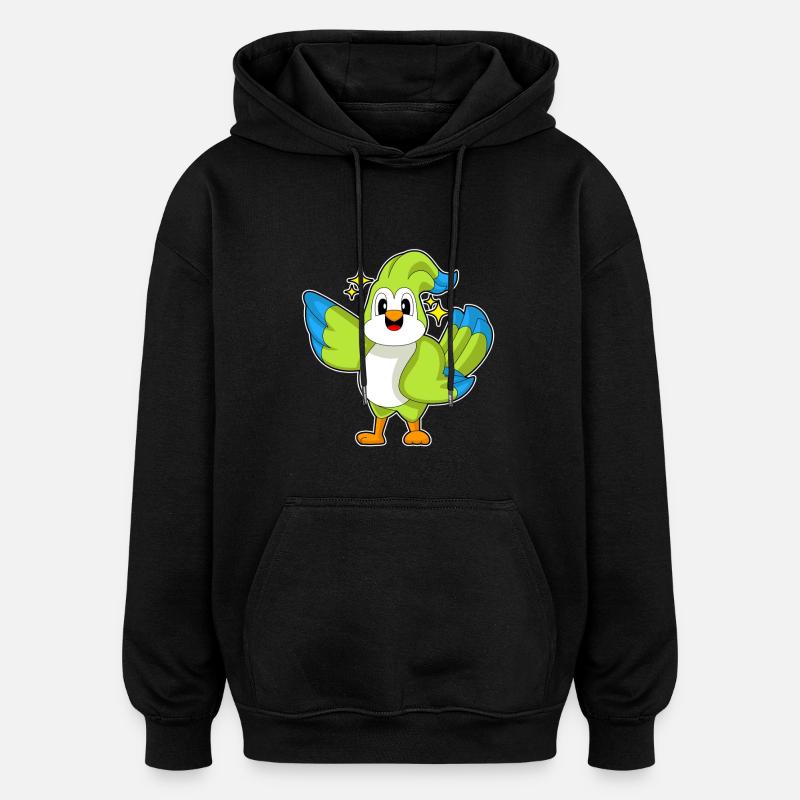 Étoiles perroquets - Sweat à capuche oversize unisexe - noir