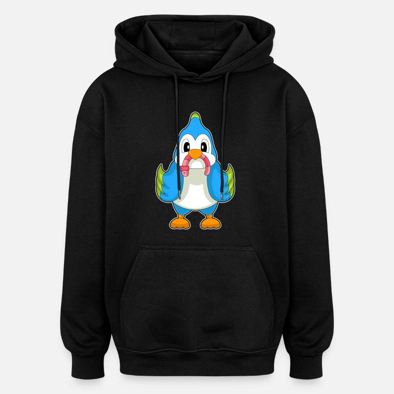 Ver perroquet - Sweat à capuche oversize unisexe - noir